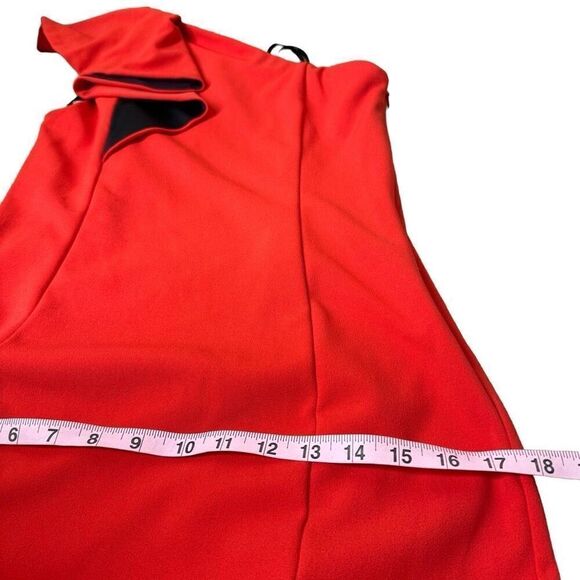 Rachel Roy Collection Flutter One Shoulder Sheath Dress Red Midi S - Picture 11 of 16